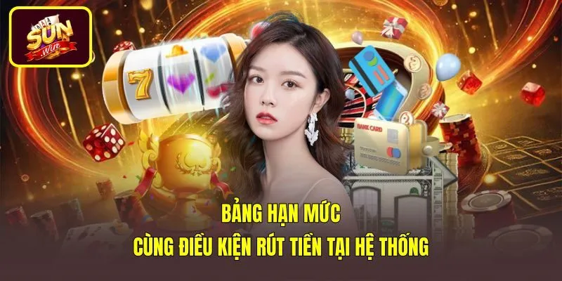 Bảng thông số hạn mức rút tiền Sunwin và điều kiện cược